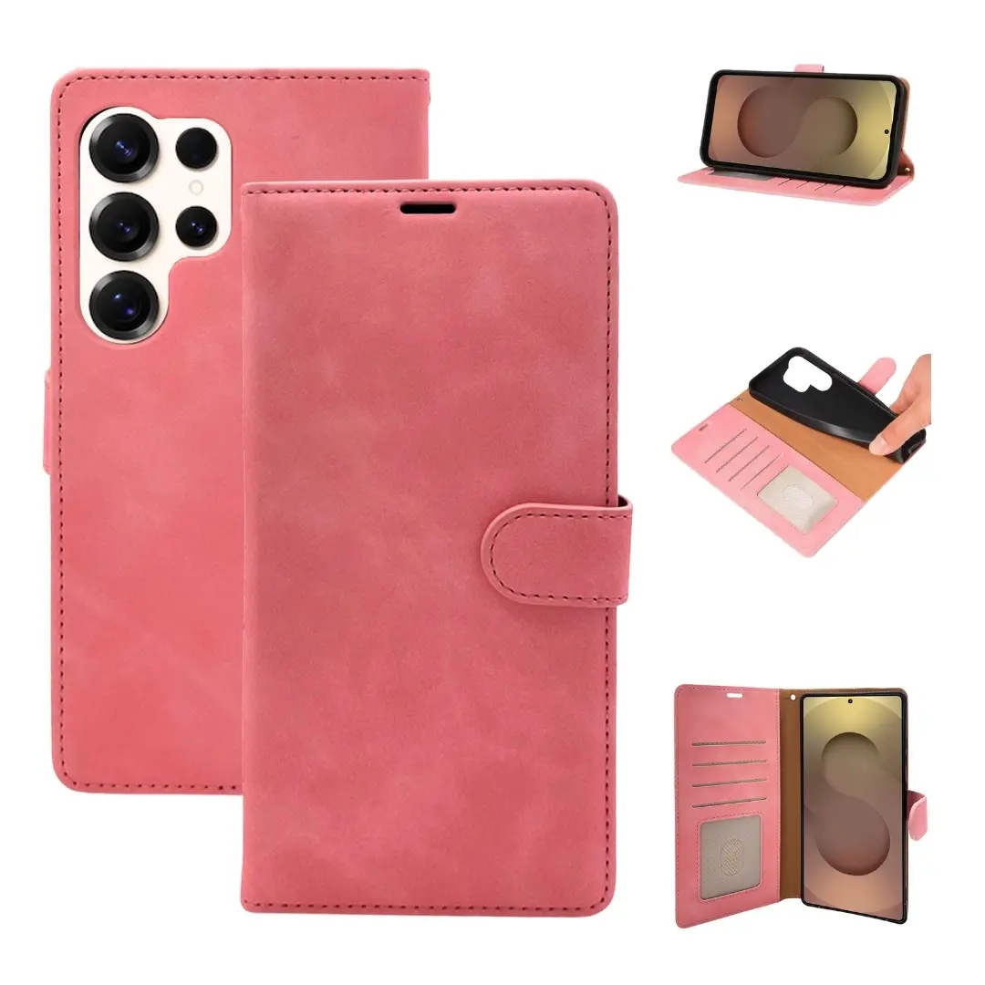 Samsung Galaxy S25 Ultra PU Leather Wallet Case Pink